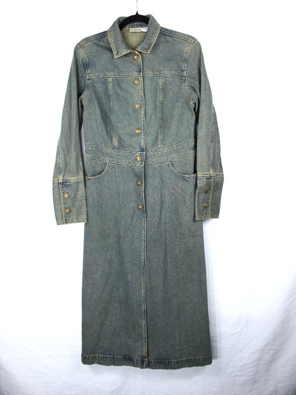 Jeanology Newport News Denim Maxi Coat Dress Size 6 Button Down Snaps